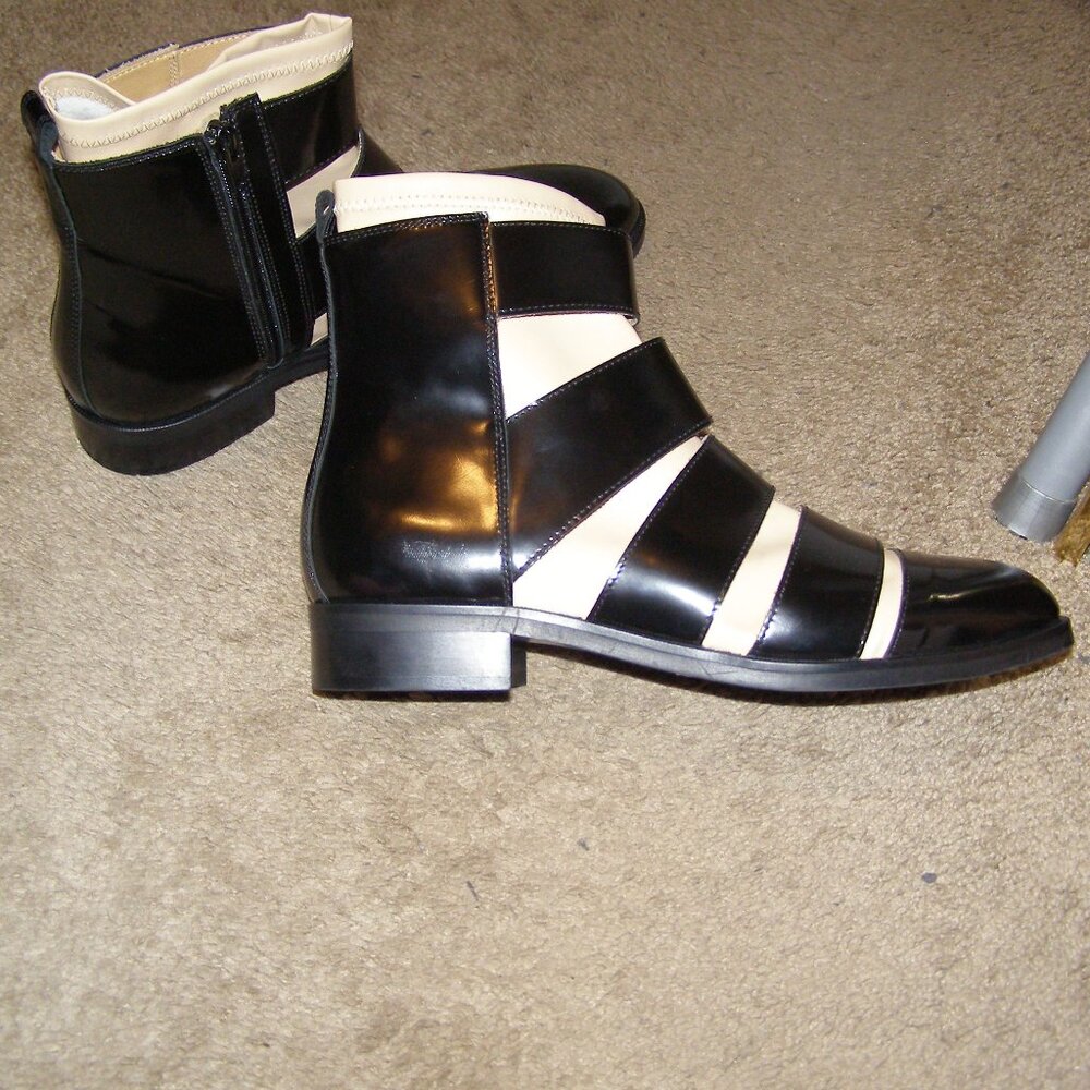 RARE MM6 Maison Martin Margiela Black and Beige Leather Cage Ankle Boots - Picture 13 of 13